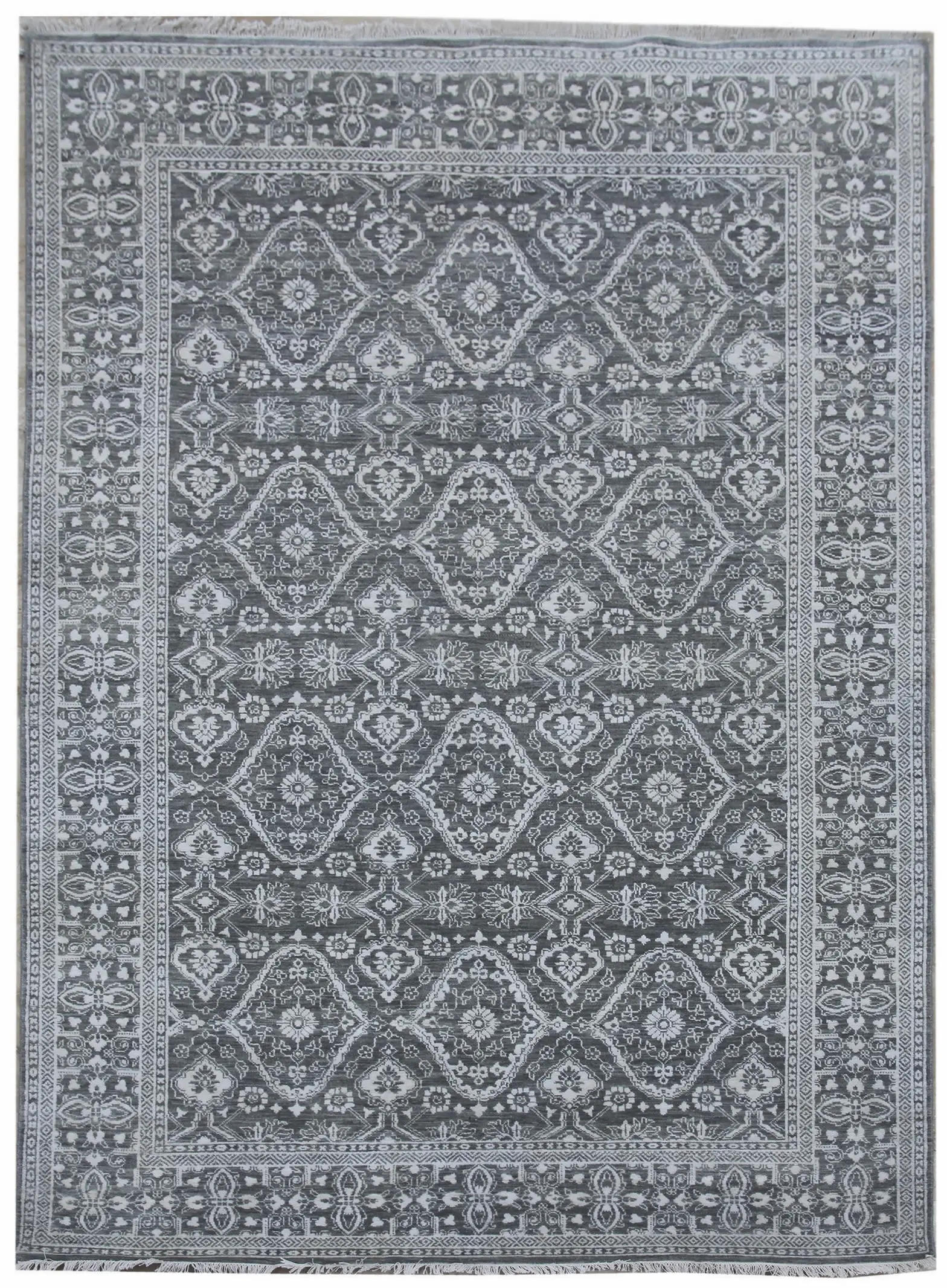 Diamond Carpets India, Ručně vázaný kusový koberec Diamond DC-HALI B Grey/silver, 180x275, šedá, chodba / předsíň