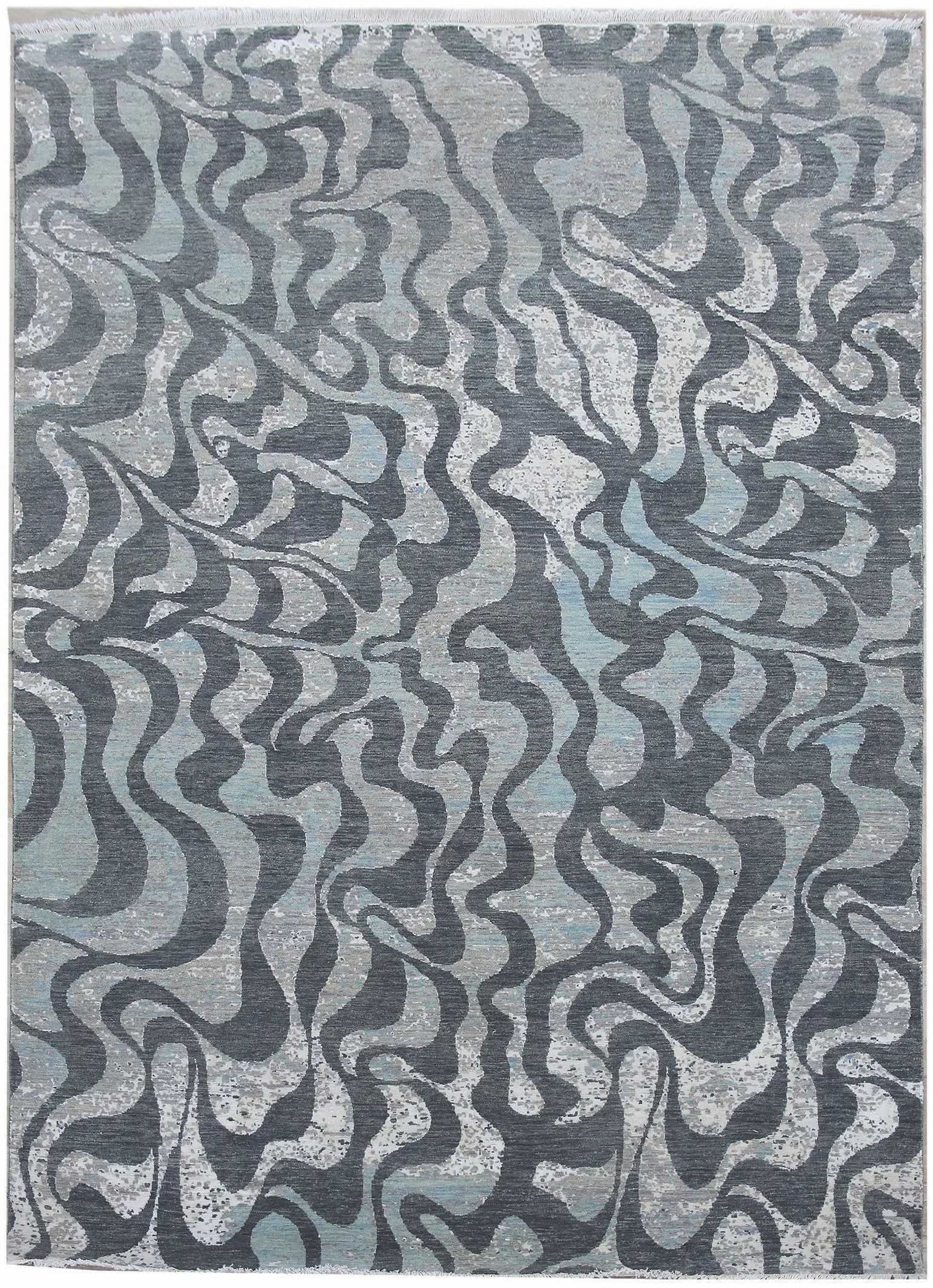 Diamond Carpets India, Ručně vázaný kusový koberec Diamond DC-M1 Grey/aqua, 180x275, šedá, chodba / předsíň