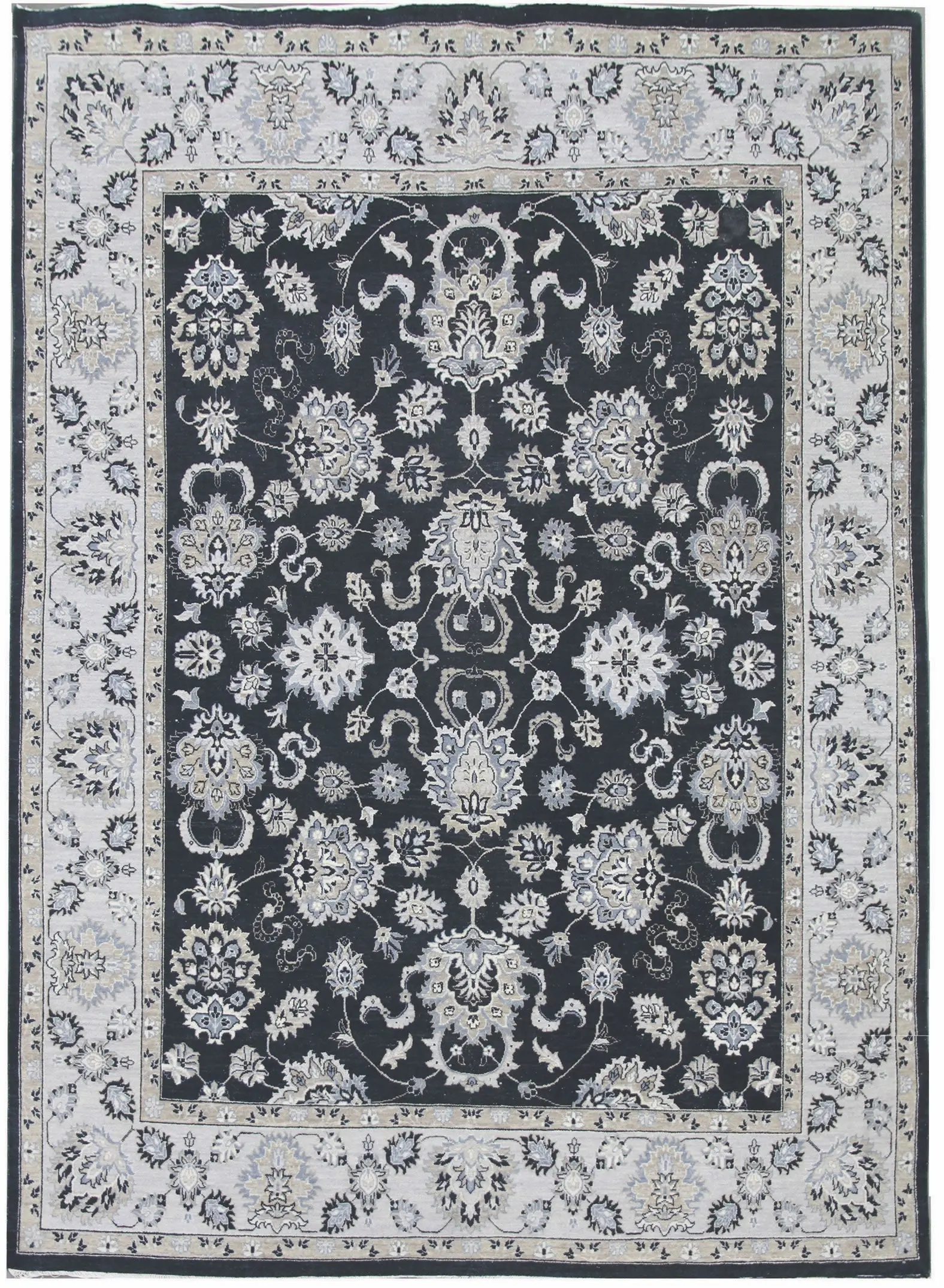 Diamond Carpets India, Ručně vázaný kusový koberec Diamond DC-98 JN Black/ivory, 305x425, černobílá, chodba / předsíň