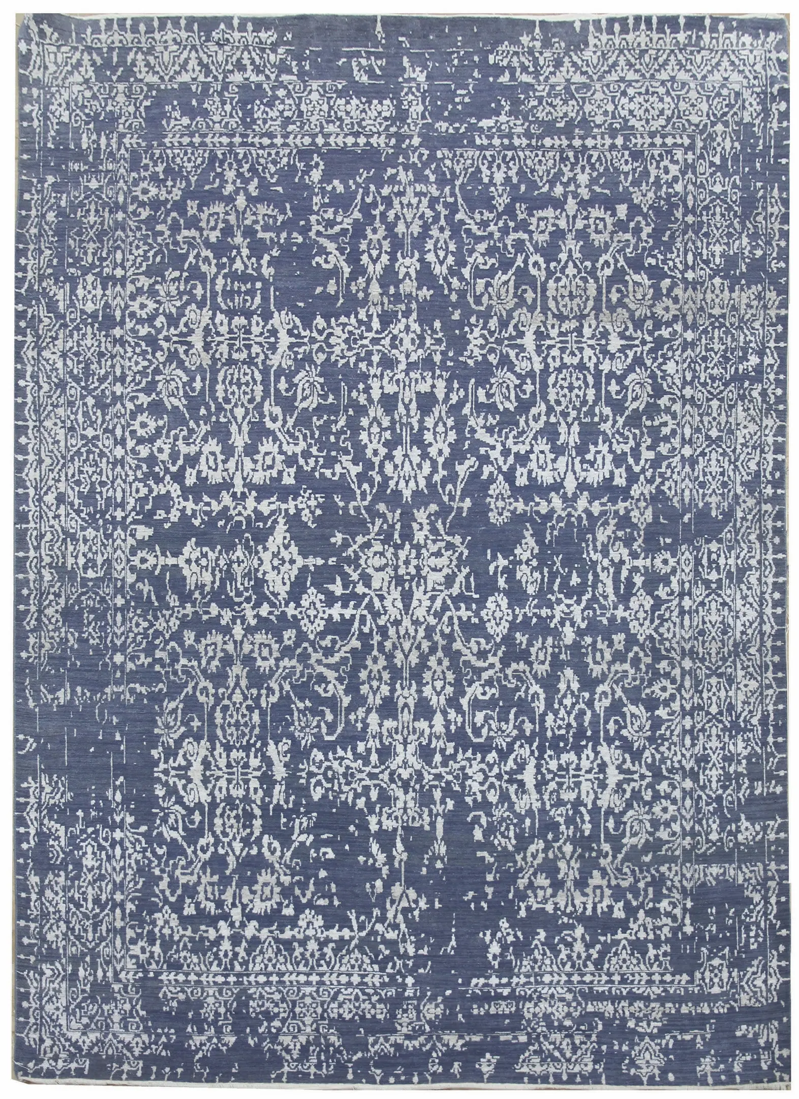 Diamond Carpets India, Ručně vázaný kusový koberec Diamond DC-JK 1 Jeans blue/silver, 275x365, modrá, chodba / předsíň