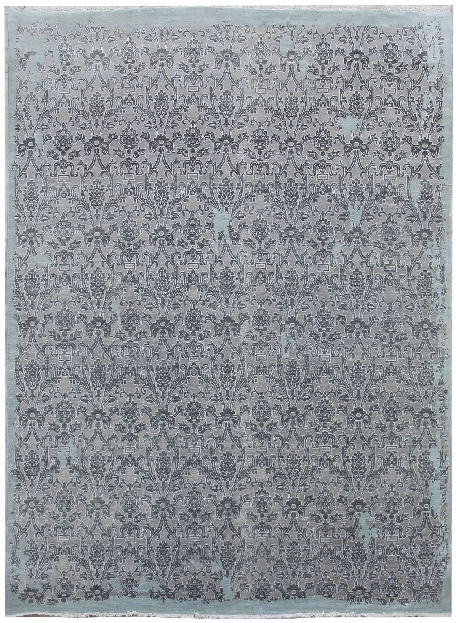Diamond Carpets India, Ručně vázaný kusový koberec Diamond DC-M 5 Light grey/aqua, 160x230, modrá, chodba / předsíň