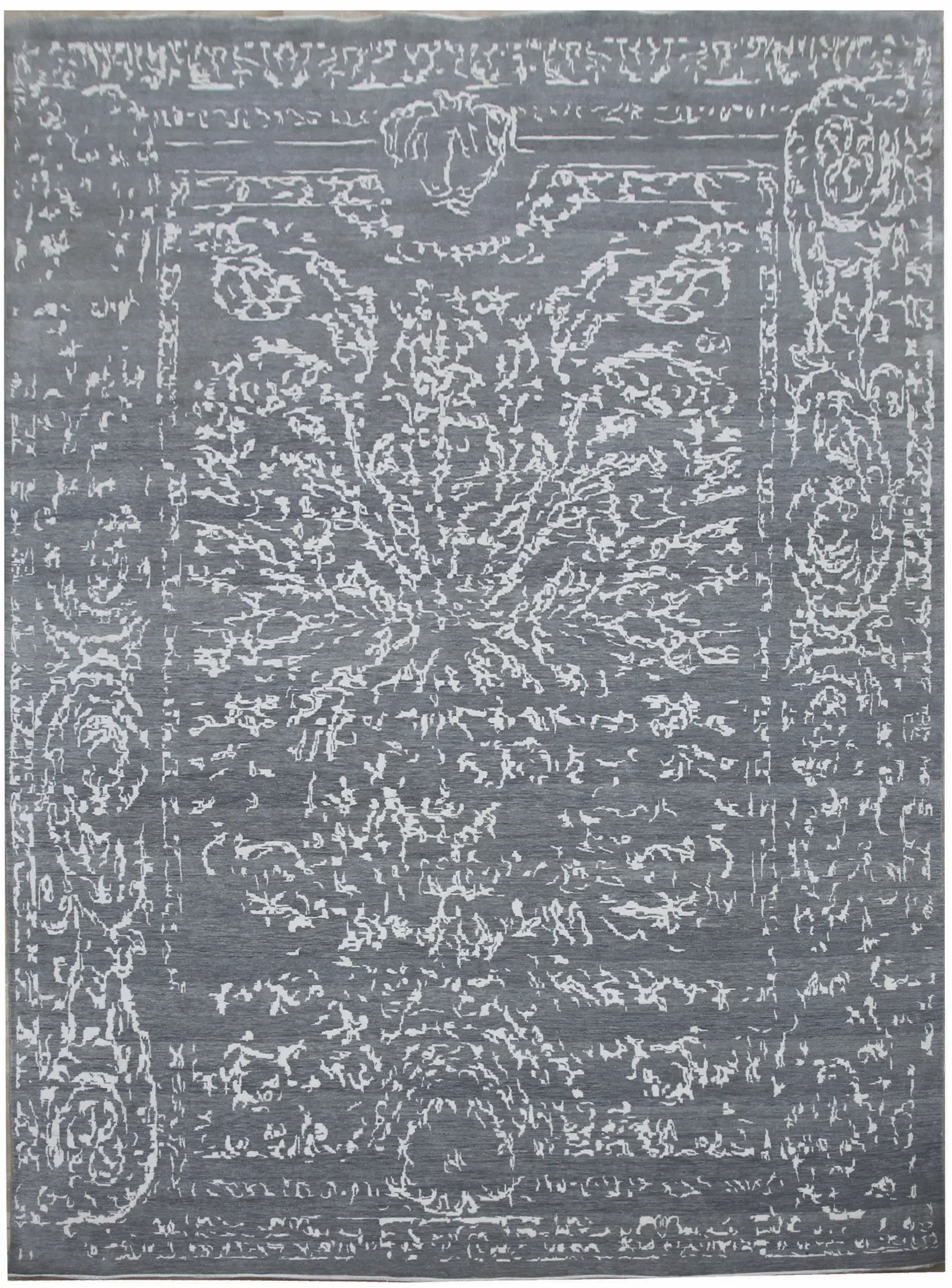 Diamond Carpets India, Ručně vázaný kusový koberec Diamond DC-JK 2 Light grey/silver, 180x275, šedá, chodba / předsíň