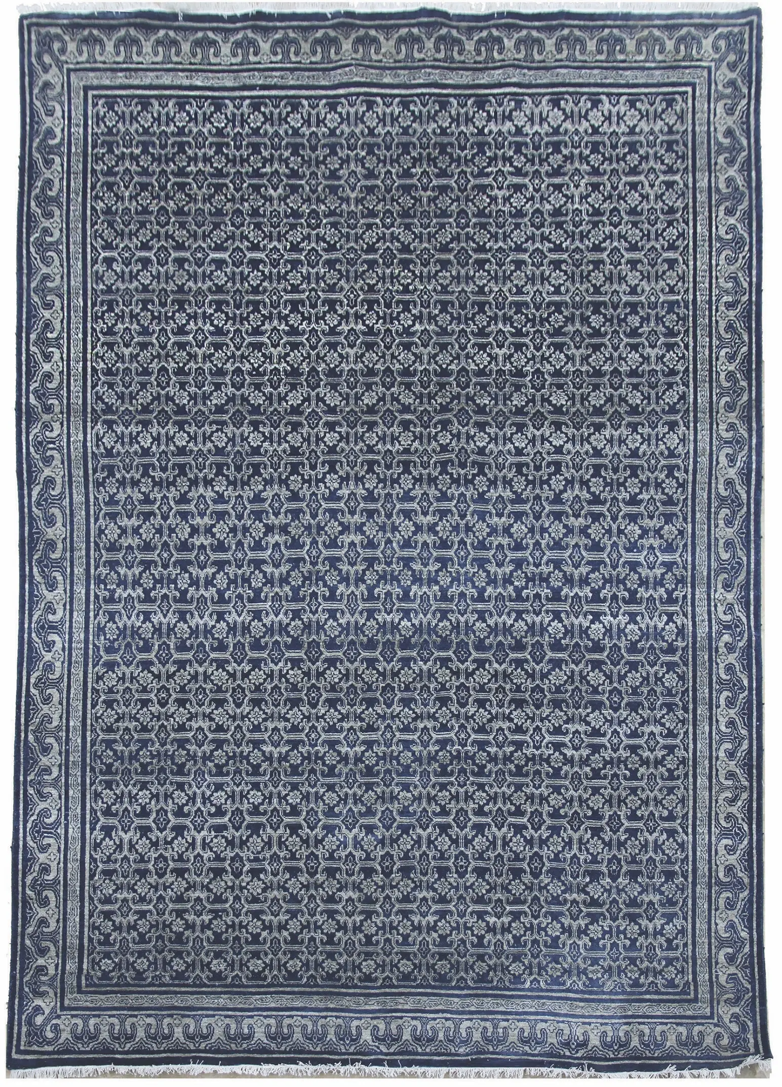 Diamond Carpets India, Ručně vázaný kusový koberec Diamond DC-OC Denim blue/silver, 275x365, modrá, chodba / předsíň