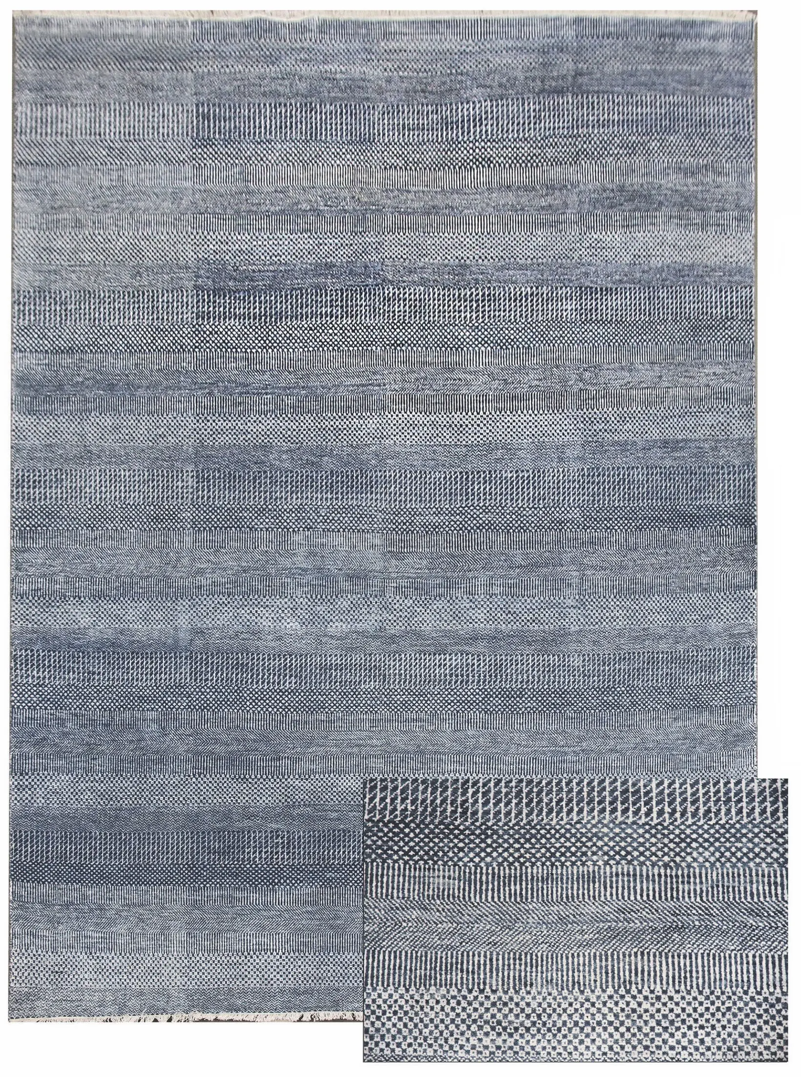 Diamond Carpets India, Ručně vázaný kusový koberec Diamond DC-MCN Medium blue/silver, 245x305, modrá, chodba / předsíň