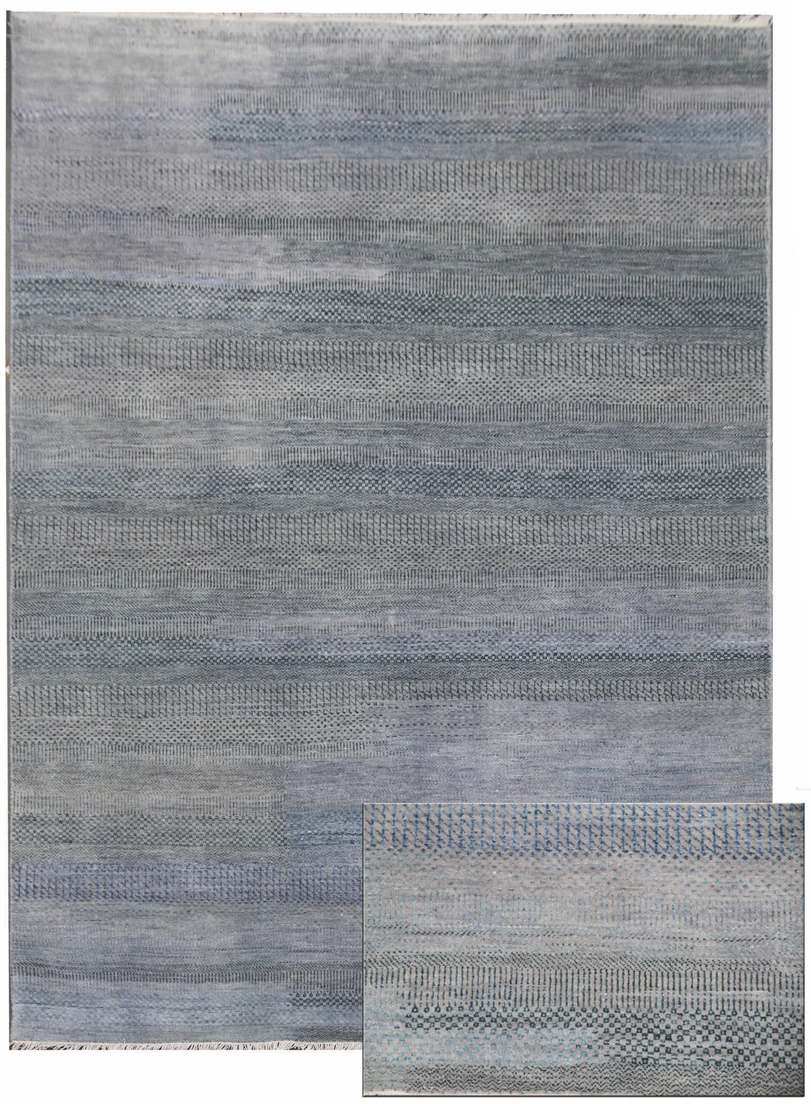 Diamond Carpets India, Ručně vázaný kusový koberec Diamond DC-MCN Silver/light blue, 120x170, šedá, chodba / předsíň
