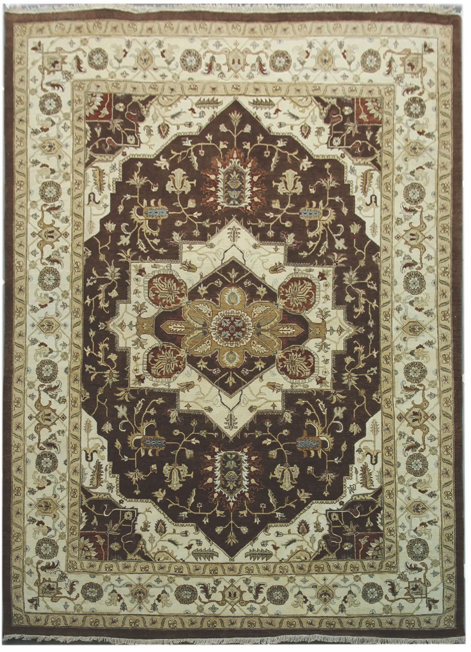 Diamond Carpets India, Ručně vázaný kusový koberec Diamond DC-SIRAPI Brown/ivory, 245x305, hnědá, chodba / předsíň