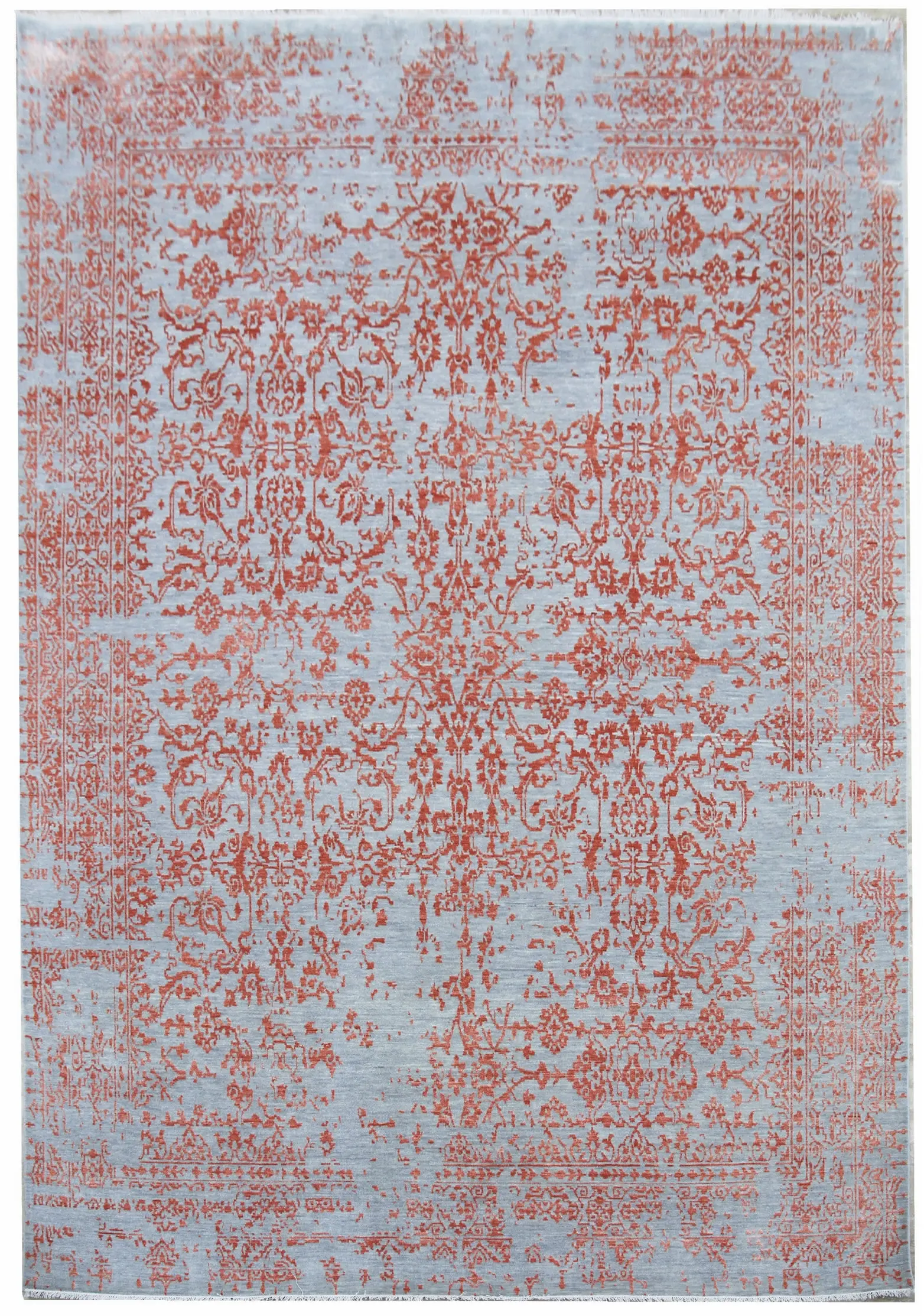 Diamond Carpets India, Ručně vázaný kusový koberec Diamond DC-JK 1 Silver/orange, 160x230, oranžová, chodba / předsíň