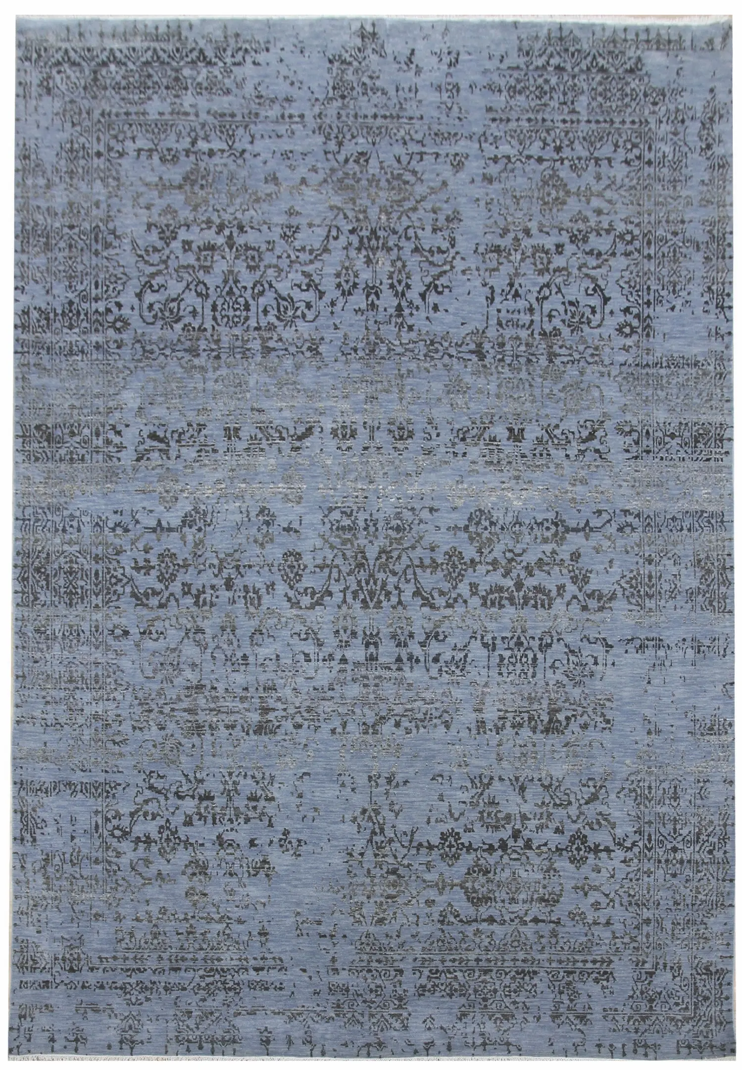 Diamond Carpets India, Ručně vázaný kusový koberec Diamond DC-JK 1 Jeans blue/black, 245x305, modrá, chodba / předsíň