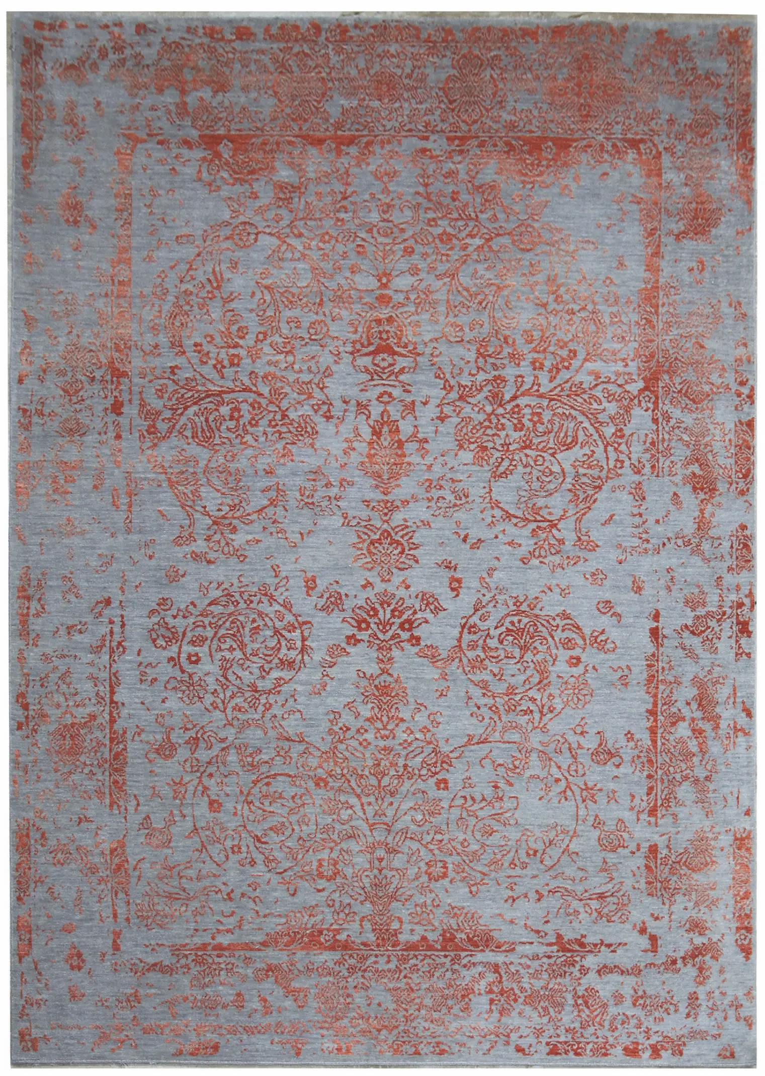 Diamond Carpets India, Ručně vázaný kusový koberec Diamond DC-JK ROUND Silver/orange, 275x365, oranžová, chodba / předsíň
