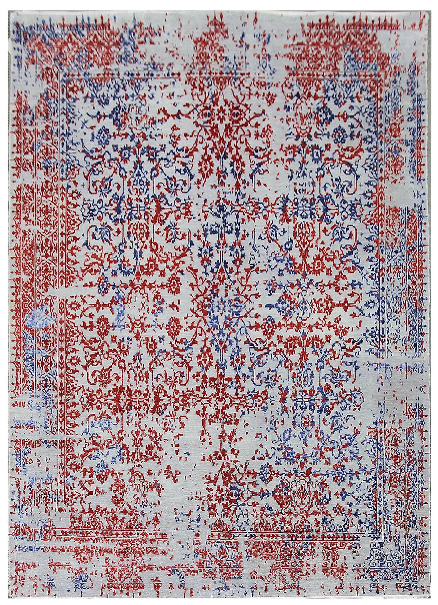 Diamond Carpets India, Ručně vázaný kusový koberec Diamond DC-JKM Silver/blue-red, 305x425, červená, chodba / předsíň