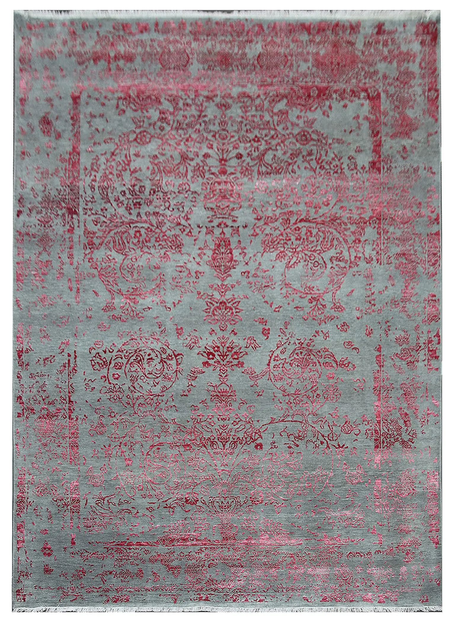 Diamond Carpets India, Ručně vázaný kusový koberec Diamond DC-JK ROUND Silver/pink, 365x550, růžová, chodba / předsíň