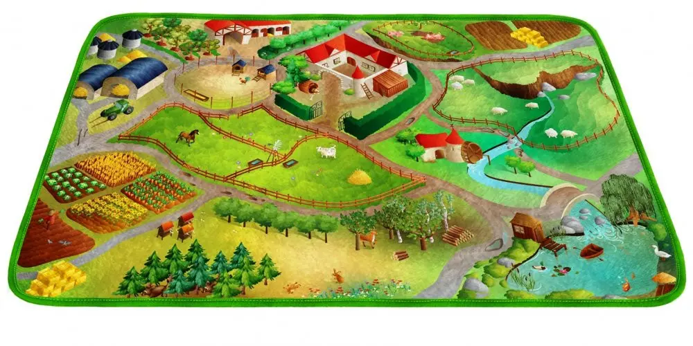 Vopi, Protiskluzový kusový koberec Ultra Soft Farma, 130x180, vícebarevná, dětský pokoj