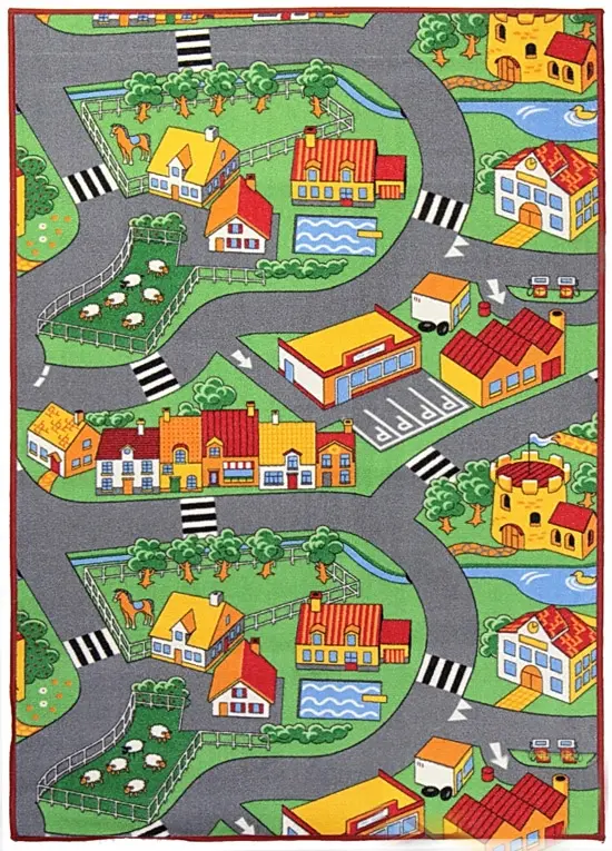 Associated Weavers, Hrací koberec pro děti silnice Little Village, 95x133, vícebarevná, dětský pokoj