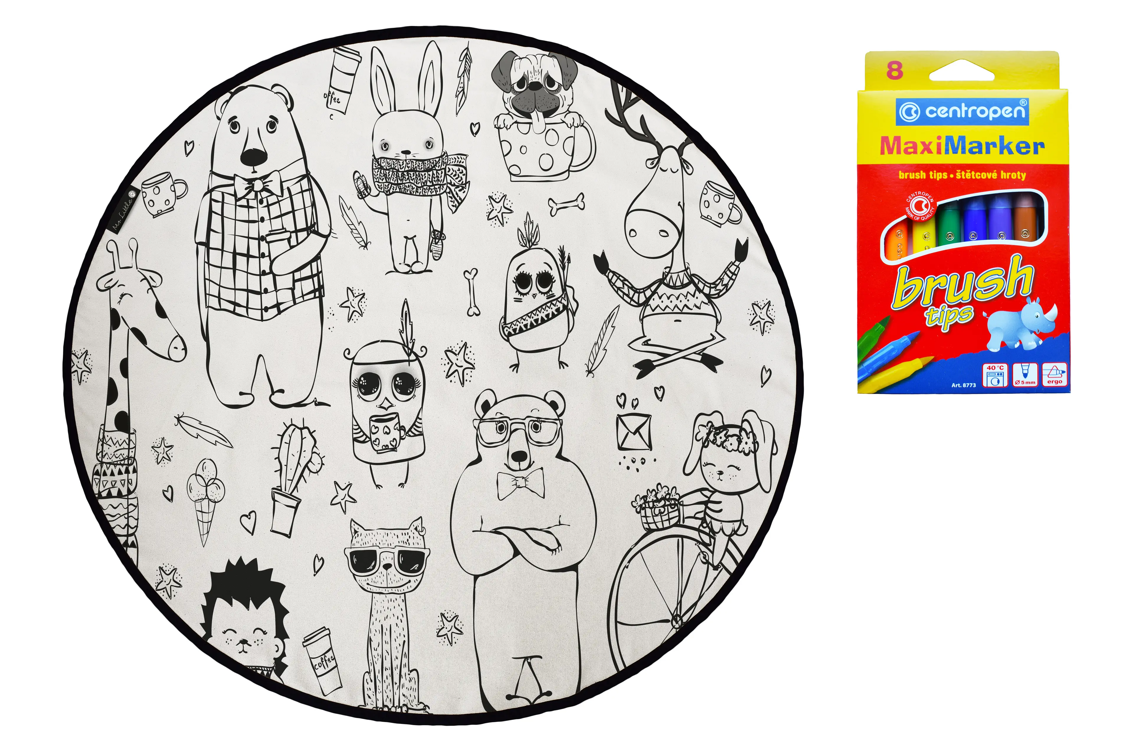 Butter Kings, POSLEDNÍ ŠANCE: KOBEREC - OMALOVÁNKY - Happy Friends, 130x130 (průměr) kruh, bílá, dětský pokoj