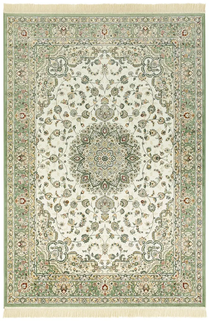 Hanse Home, Kusový koberec Naveh 104379 Ivory/Green, 195x300, zelená, chodba / předsíň