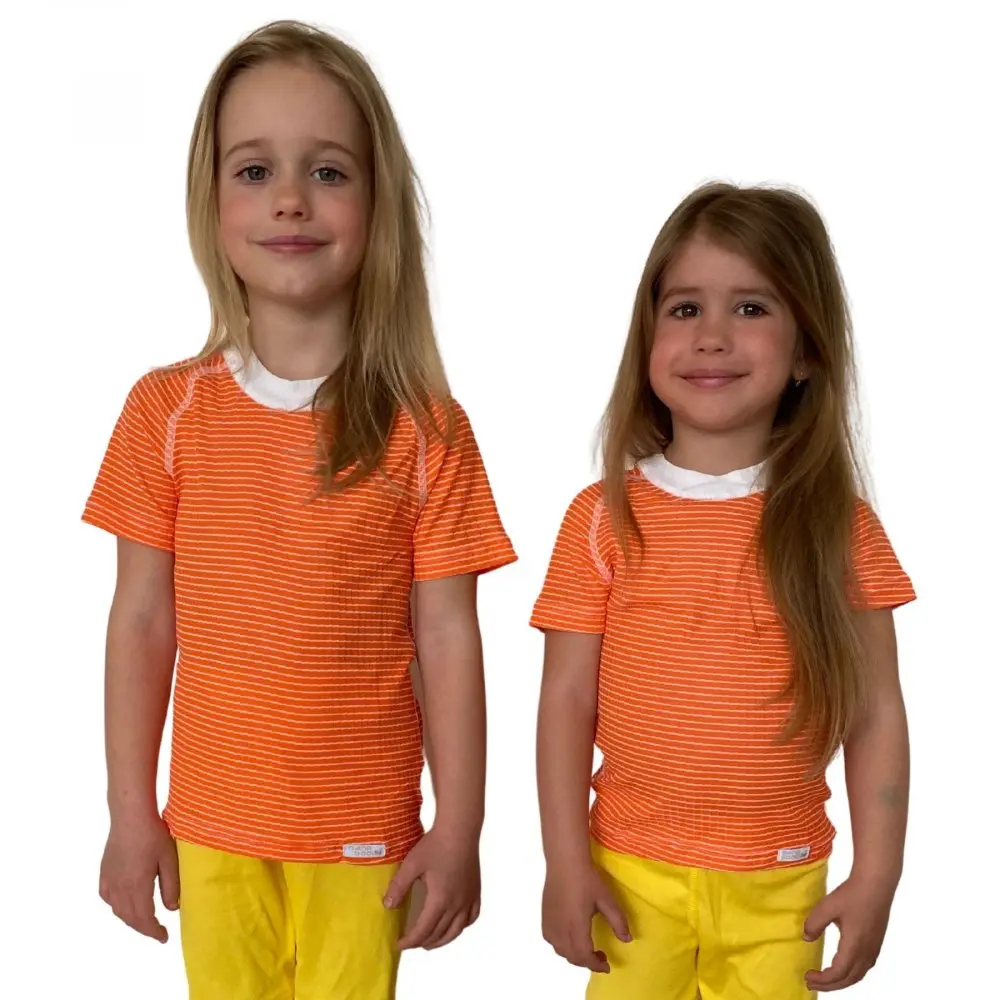 COOL NANO triko dětské .110 .oranžovo-bílé pruhy