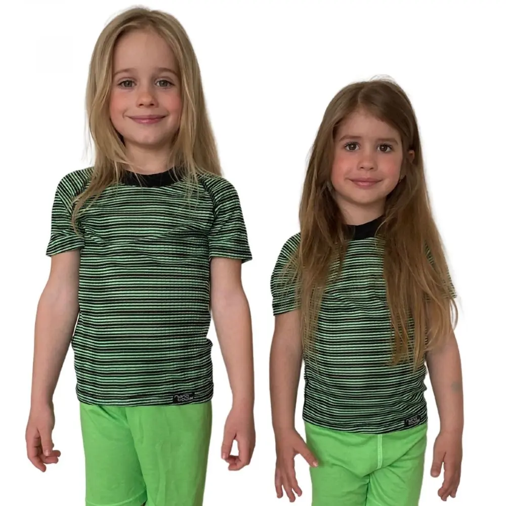 COOL NANO triko dětské .120 .zeleno-černé pruhy