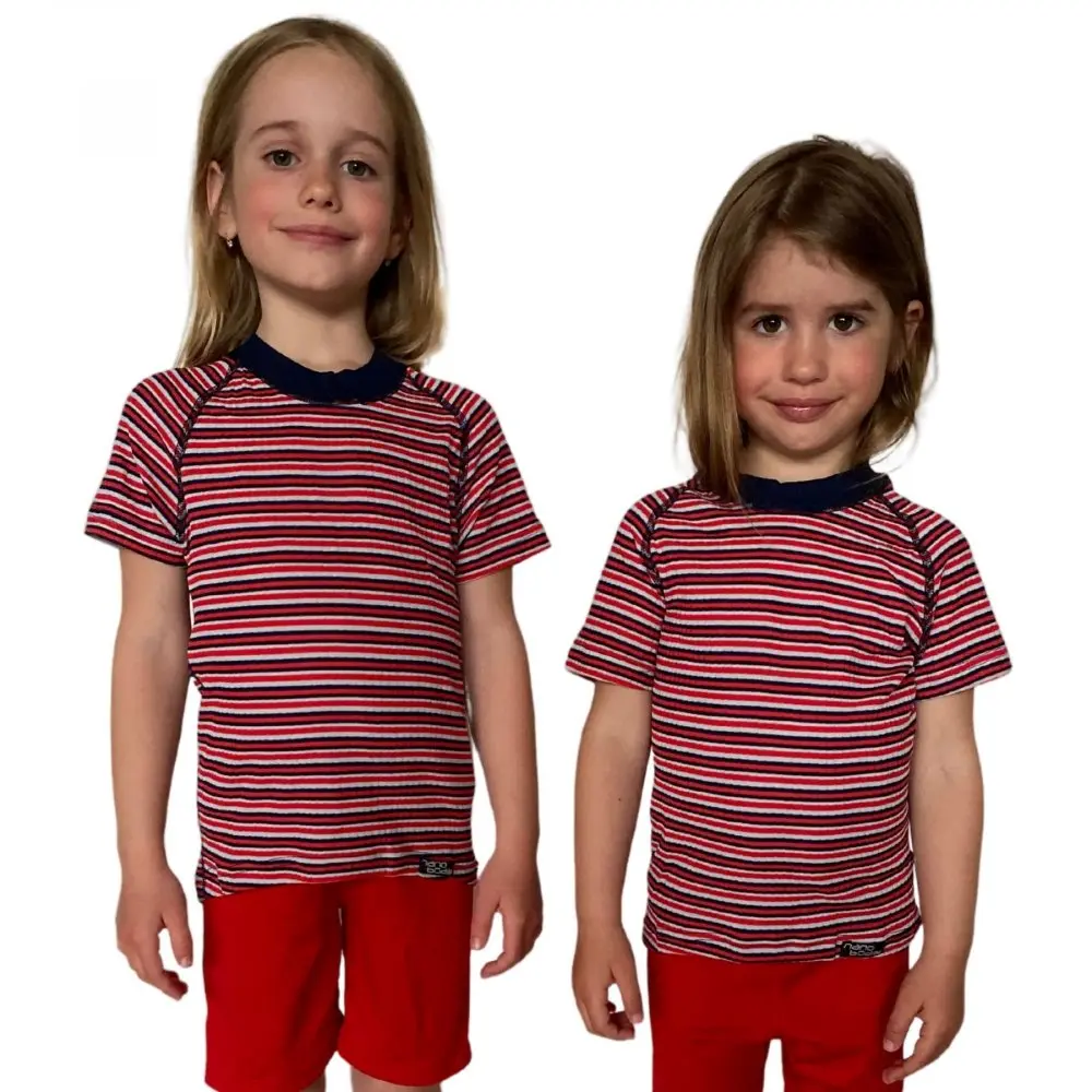COOL NANO triko dětské .120 .červeno-černo-bílé pruhy