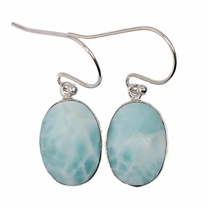 Larimar broušený náušnice stříbro Ag 925 VHE010800 - 1 - 1,4 cm, 4,7 g