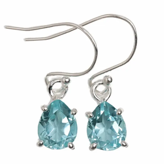 Topaz modrý broušený náušnice stříbro Ag 925 E10 - 0,9 cm, 2,3 g