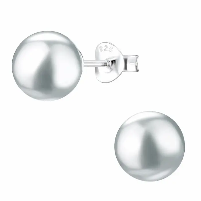 18390 Stříbrné náušnice 8 mm PERLA ŠEDÁ - 8 mm, 0,95 g