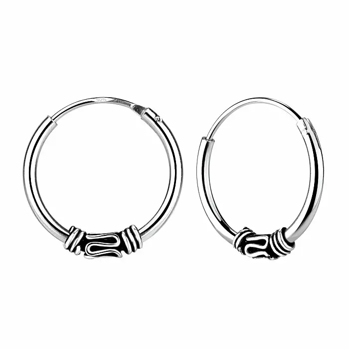 00577 Stříbrné 14 mm Bali KRUHY spirála - 1,4 cm, 0,72 g