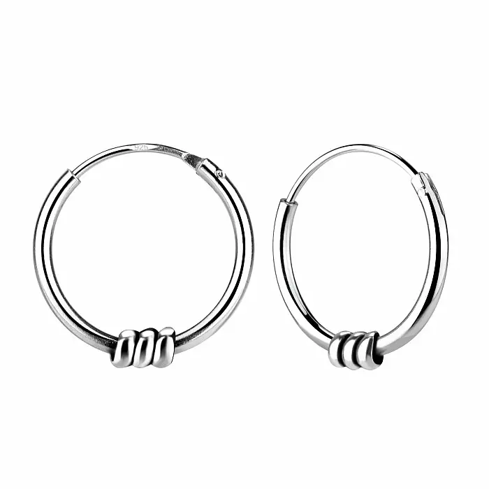 00581 Stříbrné 14 mm Bali KRUHY Simple - 1,4 cm, 0,66 g