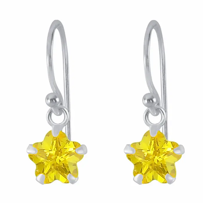 01520 Stříbrné visací náušnice 18 mm YELLOW STAR - 1,8 cm, 1,1 g