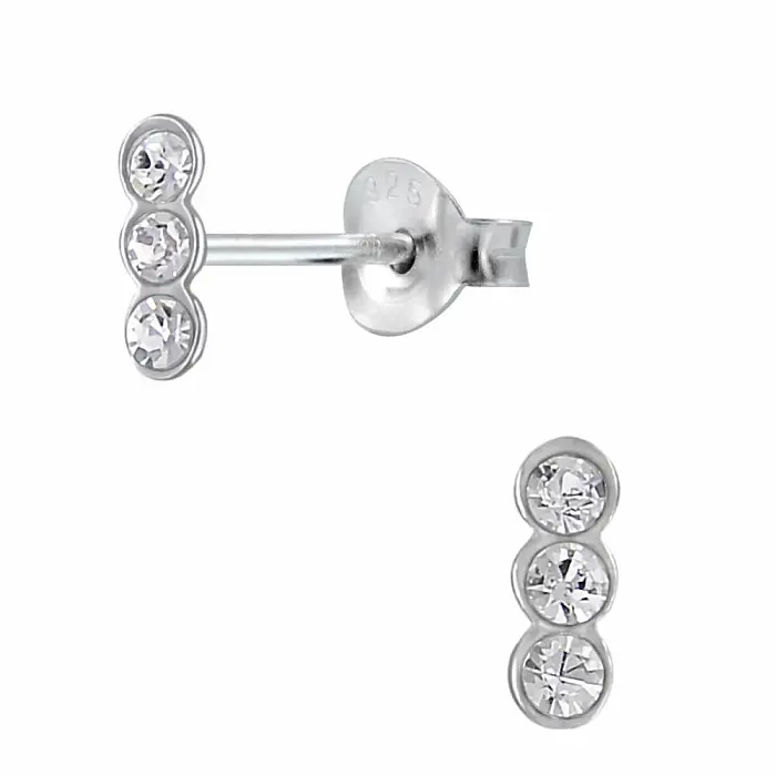 01574 Stříbrné náušnice pecky se zirkony THREE - 5 mm, 0,35 g