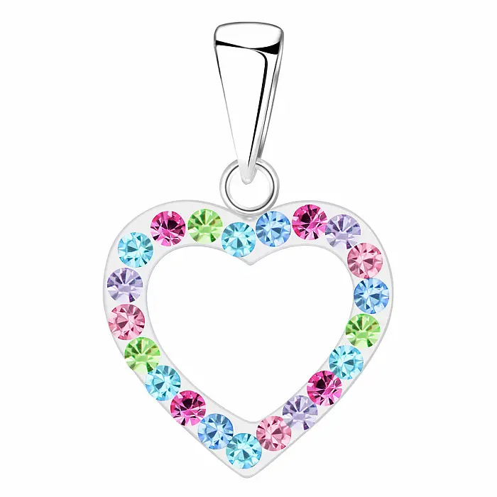 03482 Stříbrný přívěsek CRYSTAL HEART - 15 mm, 0,65 g
