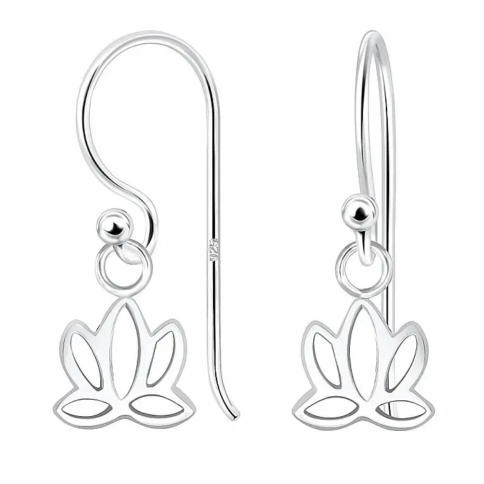 05119 Stříbrné visací náušnice LOTUS 24 mm - cca 20 mm, 0,80 g