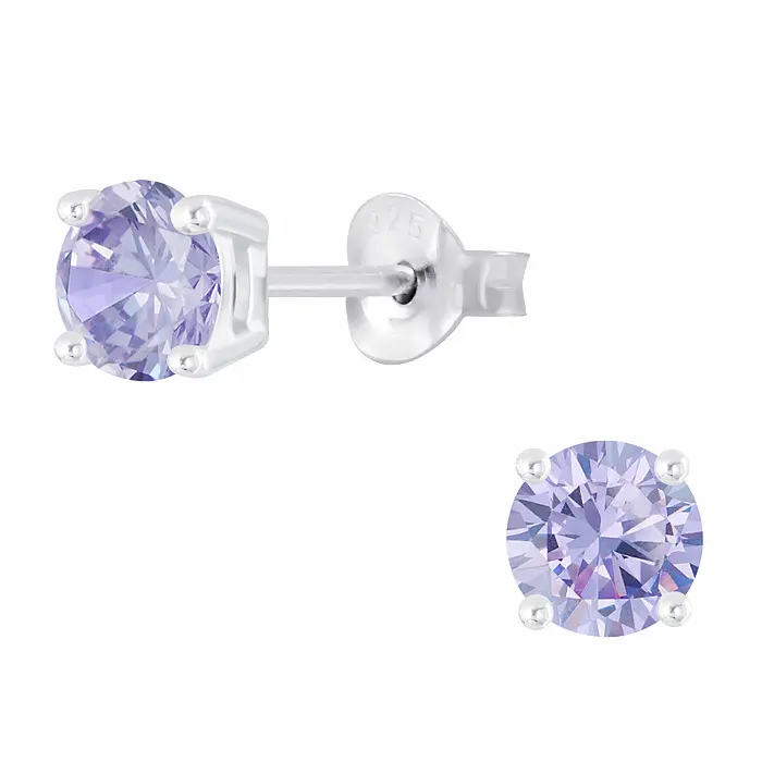 08616 Stříbrné náušnice pecky se zirkony VIOLETA - 5 mm