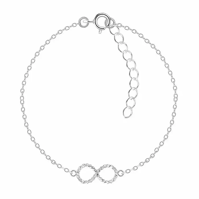 08698 Stříbrný náramek řetízek INFINITY 18 cm - 18 cm, 0,80 g