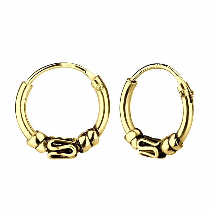 0896 Stříbrné 10 mm Bali KRUHY ANTIK GOLD - 1 cm, 0,78  g