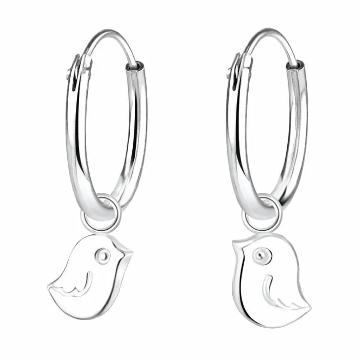 1014 Stříbrné kruhové náušnice 18 mm LITTLE BIRD - 1 cm, 0,58 g