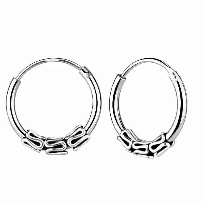 11368 Stříbrné 12 mm Bali KRUHY - 1,2 cm, 0,78  g