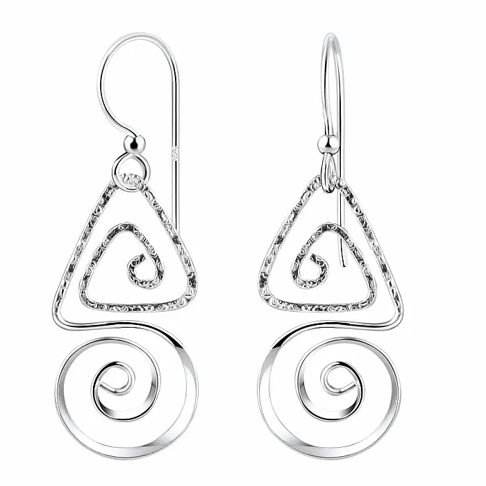 11478 Stříbrné visací náušnice SPIRÁLY - cca 24 mm, 1,4 g