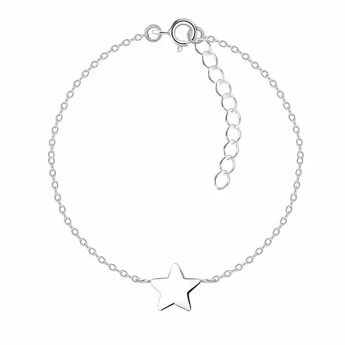 12041 Stříbrný náramek řetízek STAR 18 cm - 18 cm, 0,76 g