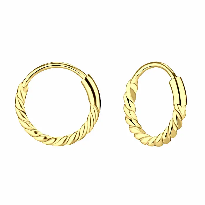 13540 Stříbrné 10 mm Bali KRUHY pozlacené 14k zlatem - 1 cm, 0,62  g