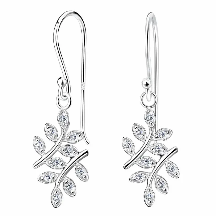 20606 Stříbrné visací náušnice 30 mm OLIVE LEAF - 3 cm, 1,55 g