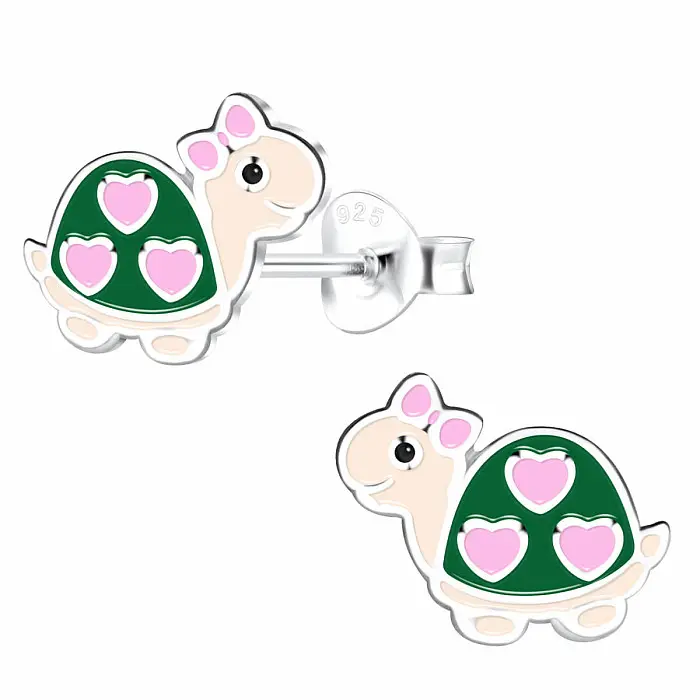 Stříbrné náušnice Veselé želvičky - 10 x 10 mm, 0,59 g