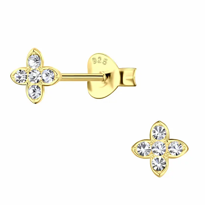 25123 Stříbrné náušnice pecky se zirkony ZIRKON FLOWER - 5 mm, 0,40 g
