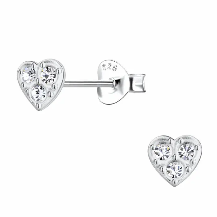 31893 Stříbrné náušnice pecky se zirkony LITTLE HEART - 5 mm, 0,38 g