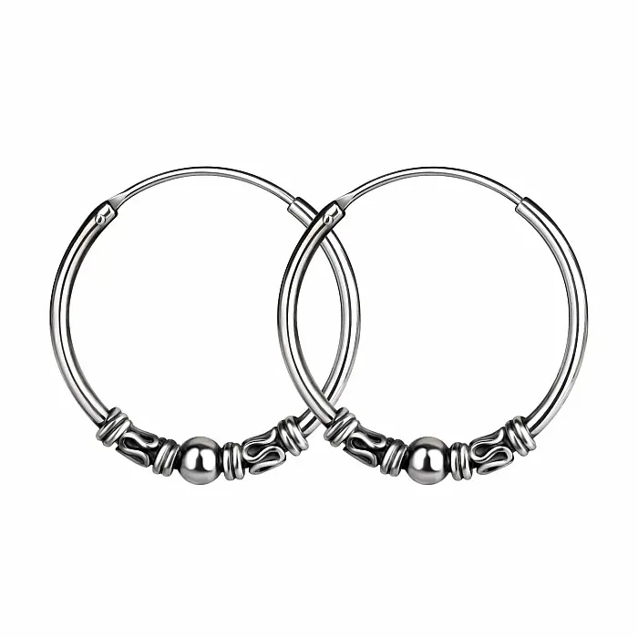 32026 Stříbrné 20 mm Bali KRUHY Ornament - 2 cm, 1,28 g