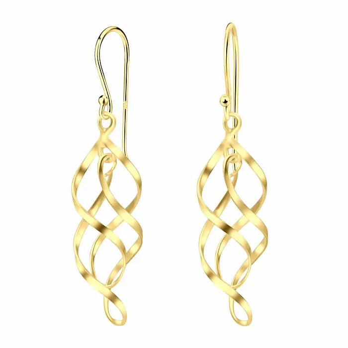 32091 Stříbrné visací náušnice GOLD SPIRAL 42 mm - 42 mm, 1,89 g