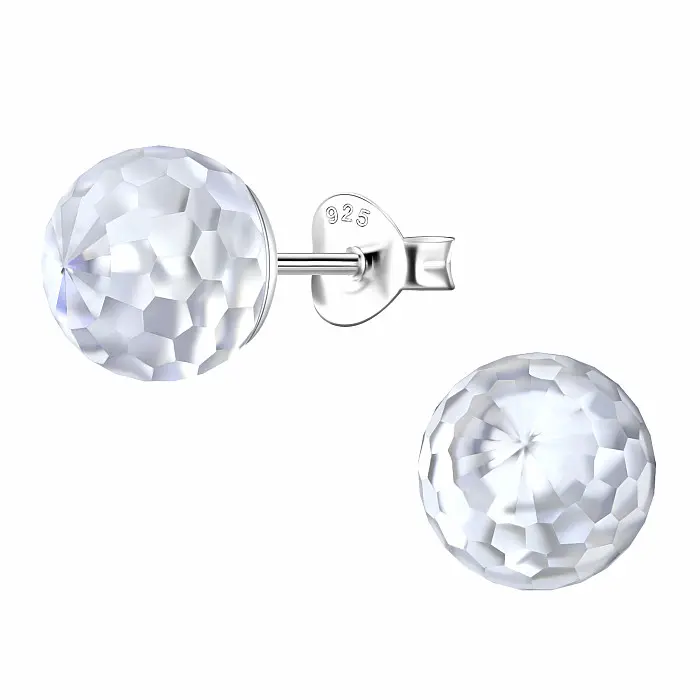 32287 Stříbrné náušnice pecky CRYSTAL DISCO BALL - 8 mm