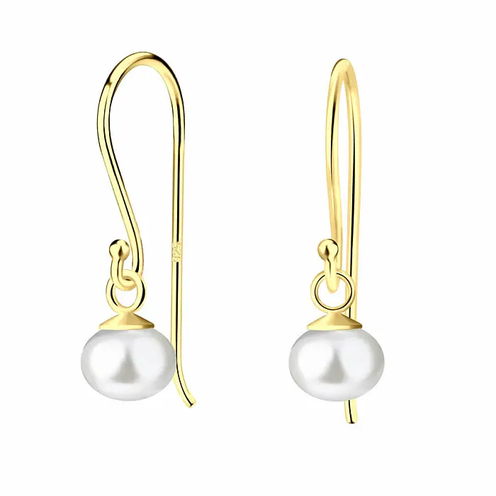 32333 Stříbrné visací náušnice s perlou 4 mm - 18 mm, 0,92 g