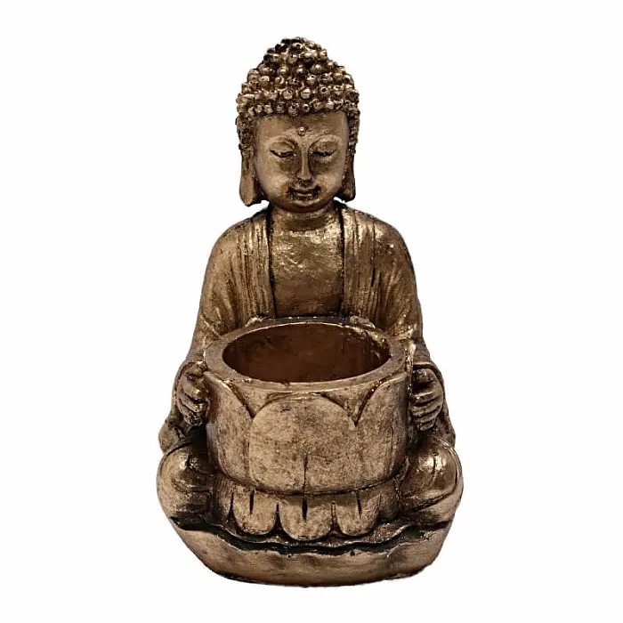 Buddha  se stojánkem na čajovou svíčku 14 cm - 14 cm