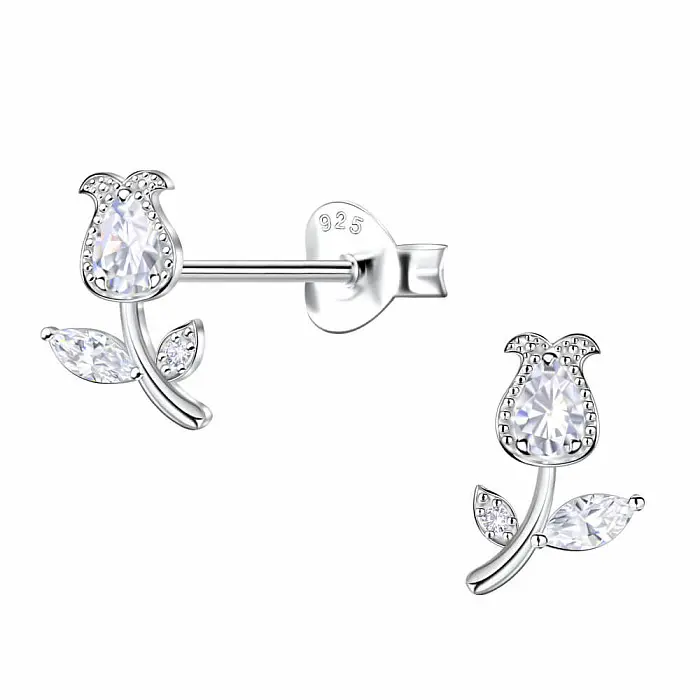 33280 Stříbrné náušnice pecky se zirkony TULIPÁN 8 mm - 8 mm, 0,72 g
