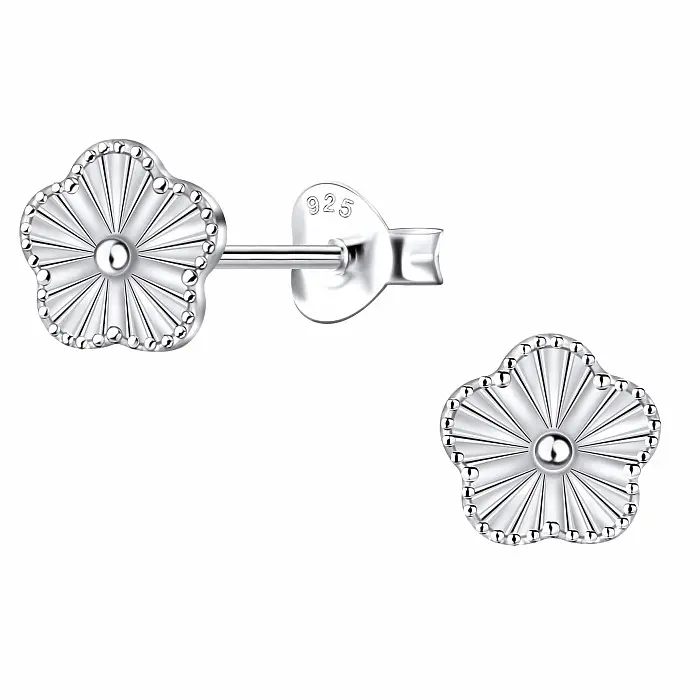 33748 Stříbrné náušnice pecky HIBISCUS - 7 mm, 0,78 g